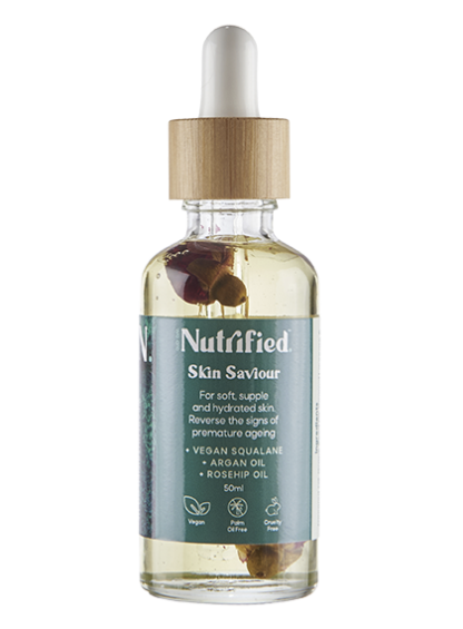 Vegan serum for soft supple and hydrated skin in bottle